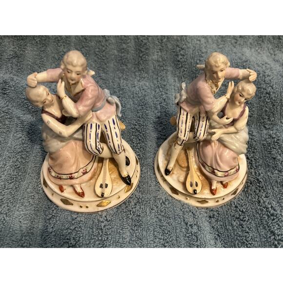 Andrea Courtship Hand Painted Vintage Porcelain Figurine Occupied Japan Lot Of 2 - Picture 1 of 11